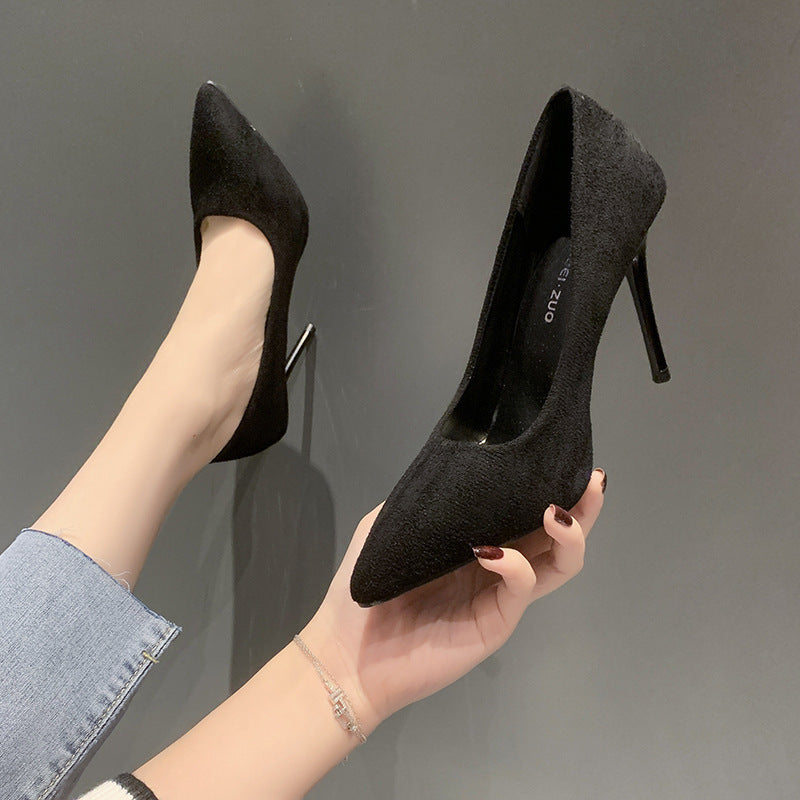 Damen nan spitze Veloursleder-Optik Pumps mit gepolstertem Fußbett und schlankem Stilettoabsatz Drune