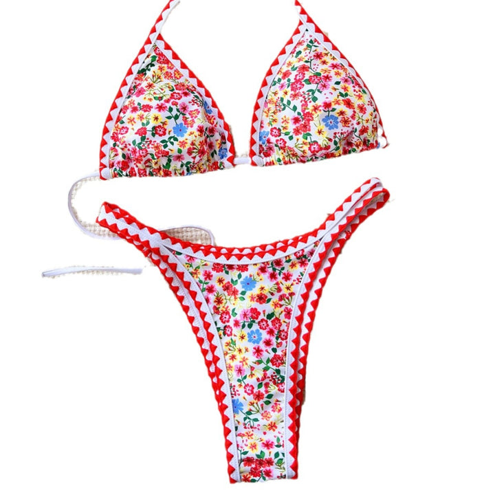 Damen Triangel-Bikini mit floralen Mustern und verspielten Details Drune