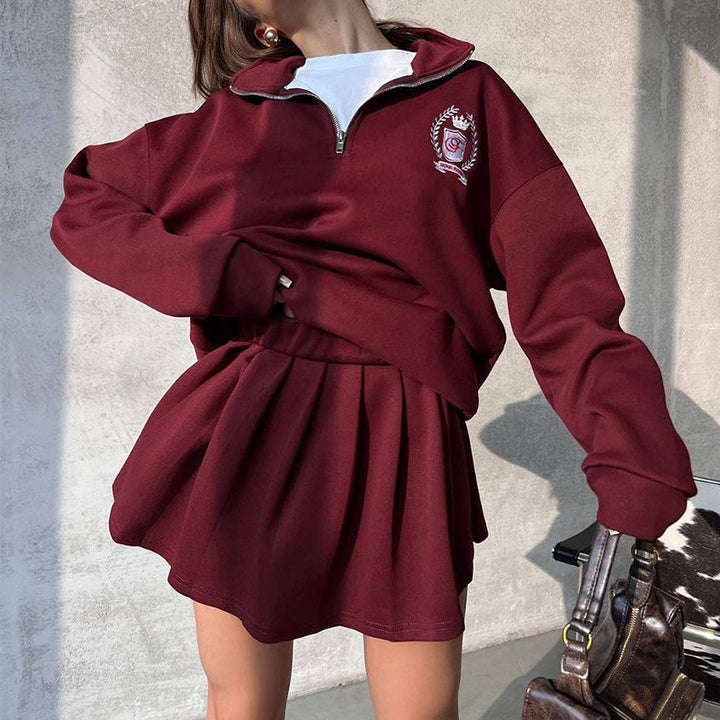 Damen sportlicher Sweatpullover mit Reißverschluss Drune