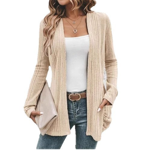 Damen Strickjacke mit offenem Design und praktischen Taschen Drune