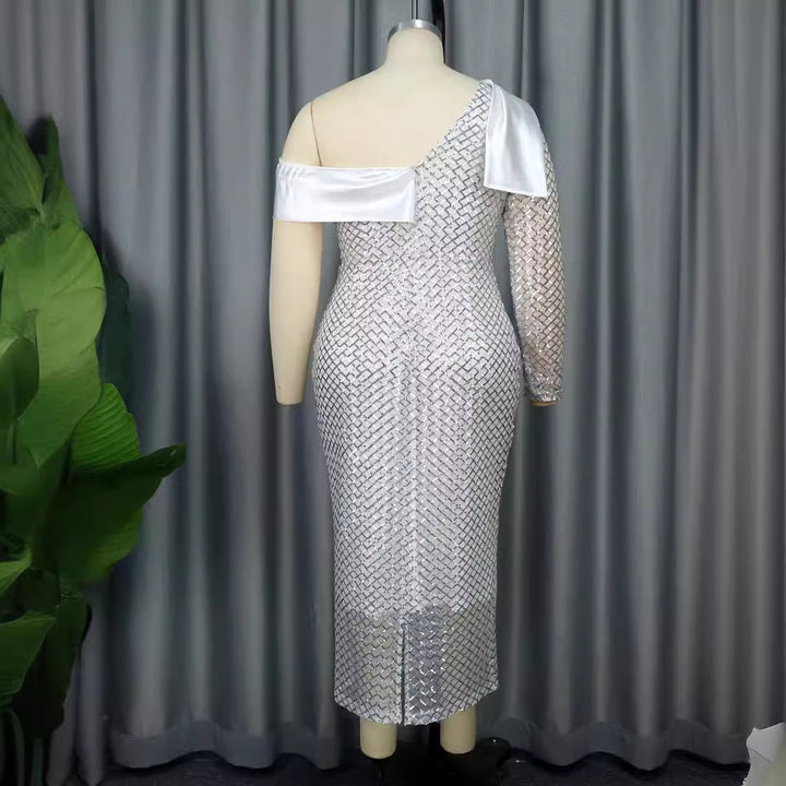 Damen Glamouröses Abendkleid mit asymmetrischem Ausschnitt Drune