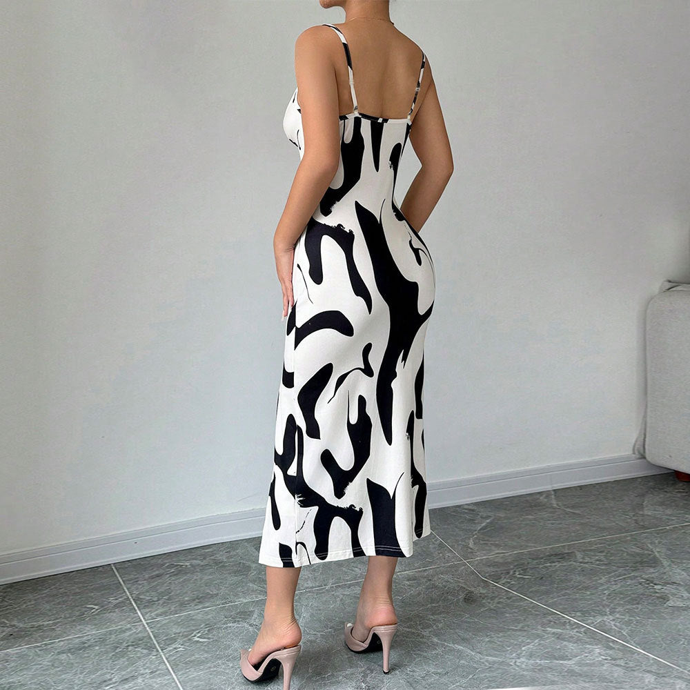 Damen Maxikleid mit elegantem Drapierungsdesign und seitlichem Schlitz Drune