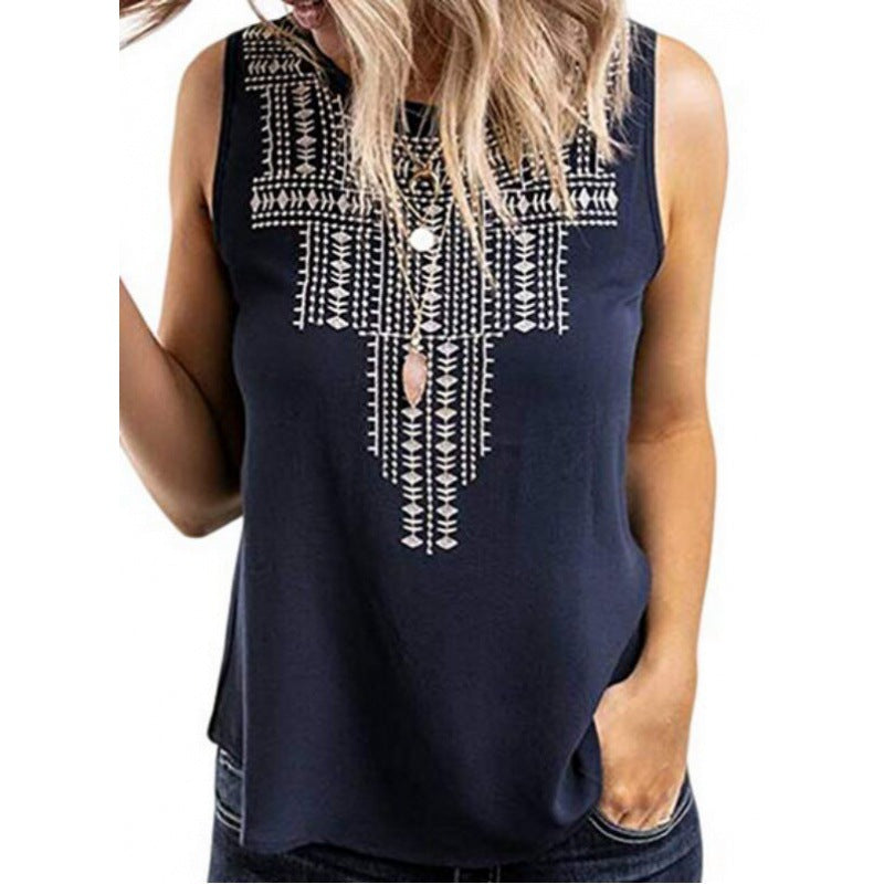 Damen ärmelloses Oberteil mit exotischem Stickdesign Drune