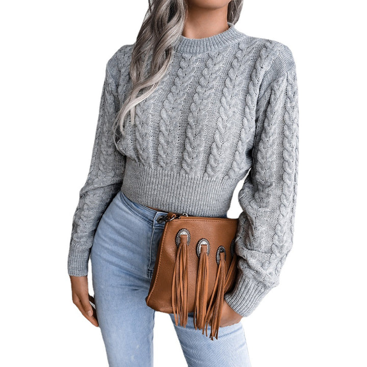 Damen Grobstrickpullover mit modernem Zopfdesign und Bündchen Drune