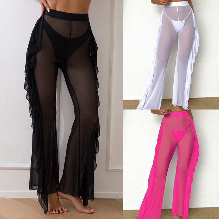 Damen Elegante Strandhose mit verspielten Rüschendetails Drune