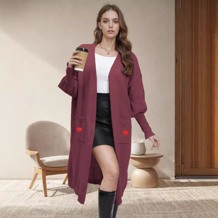 Damen Strickjacke mit Herzapplikationen und lockerer Passform Drune
