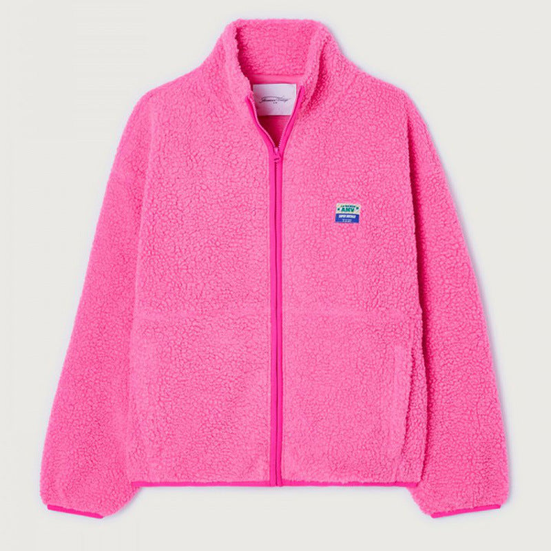 Damen Flauschige Fleecejacke mit hohen Kragen und seitlichen Taschen Drune