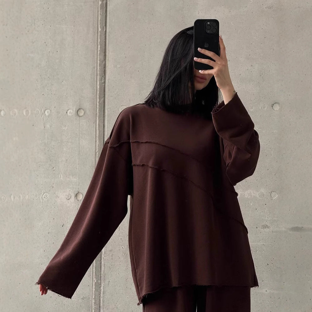 Damen lässiger Oversized Sweater und weite Sporthose Set Drune