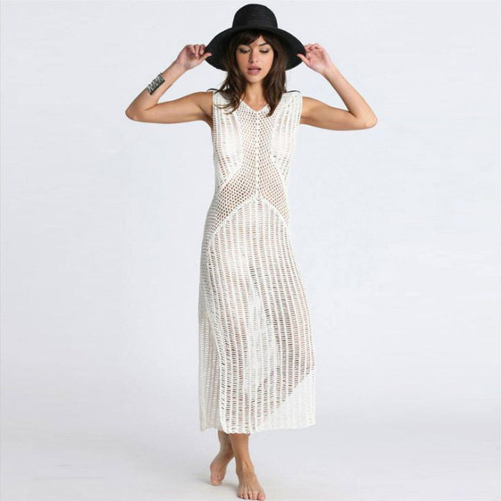 Damen elegantes Netzkleid mit asymmetrischem Schnitt Drune