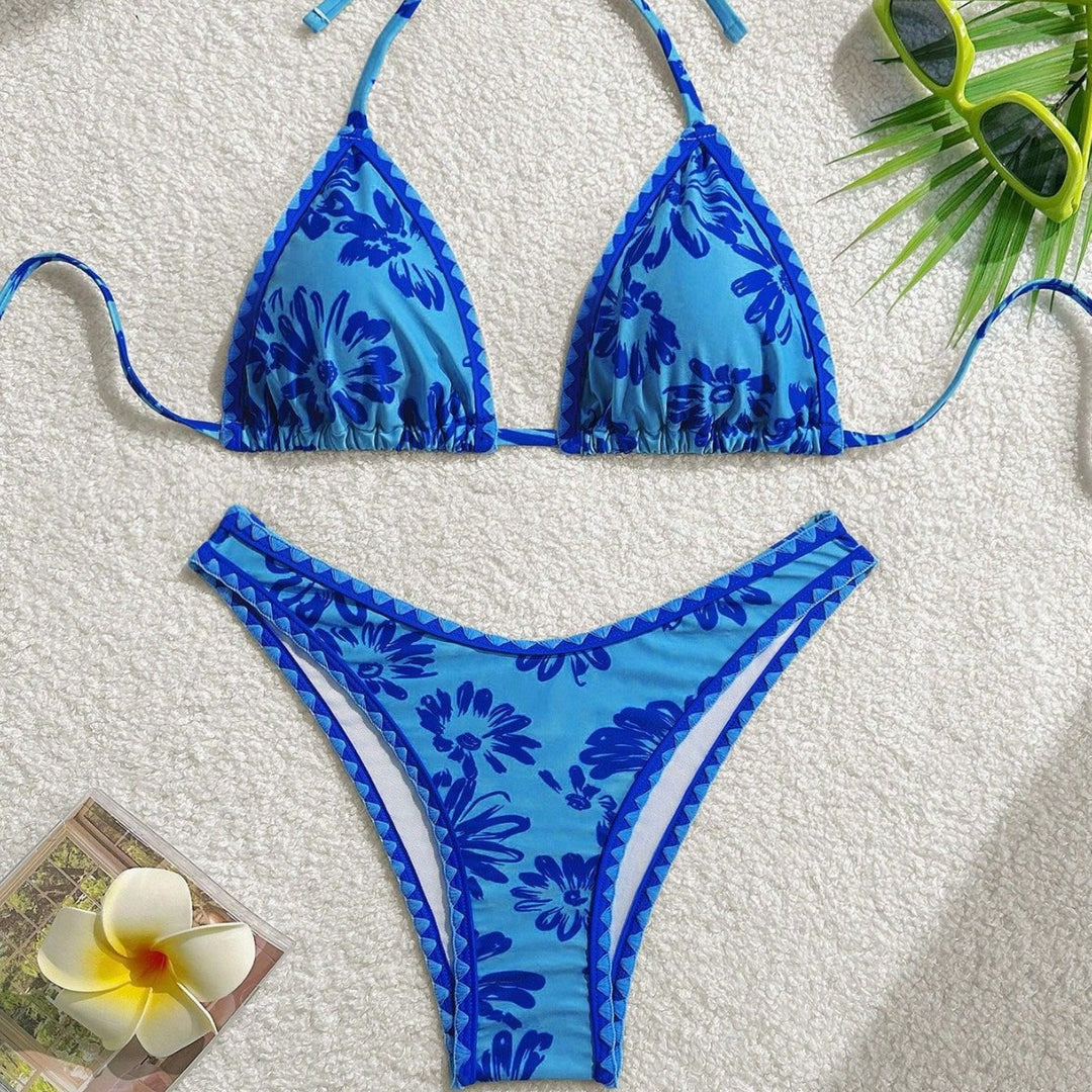 Damen Triangel-Bikini mit verspieltem Blumenmuster Drune