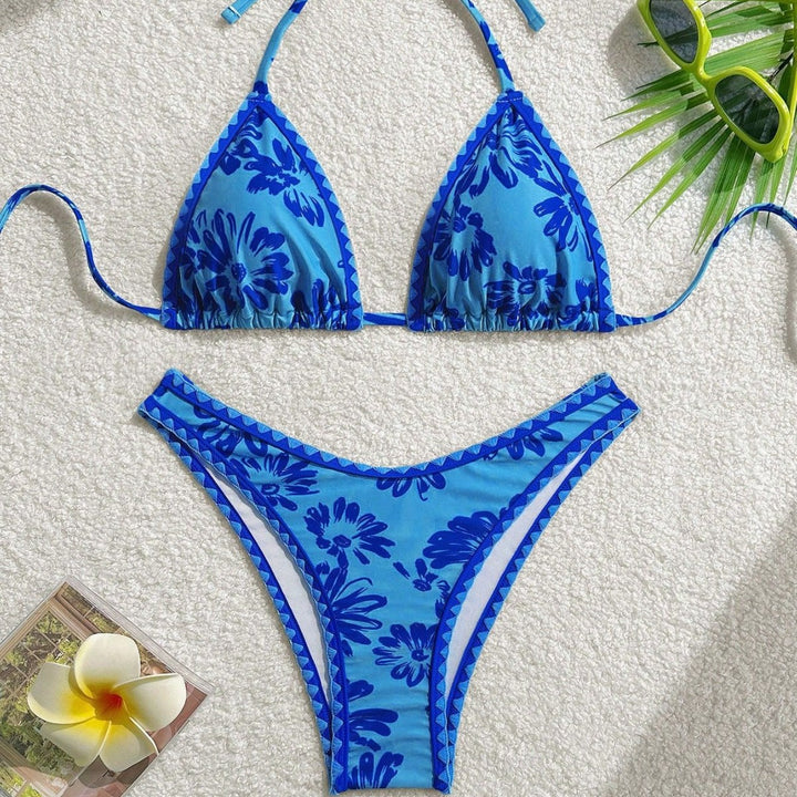 Damen Triangel-Bikini mit verspieltem Blumenmuster Drune