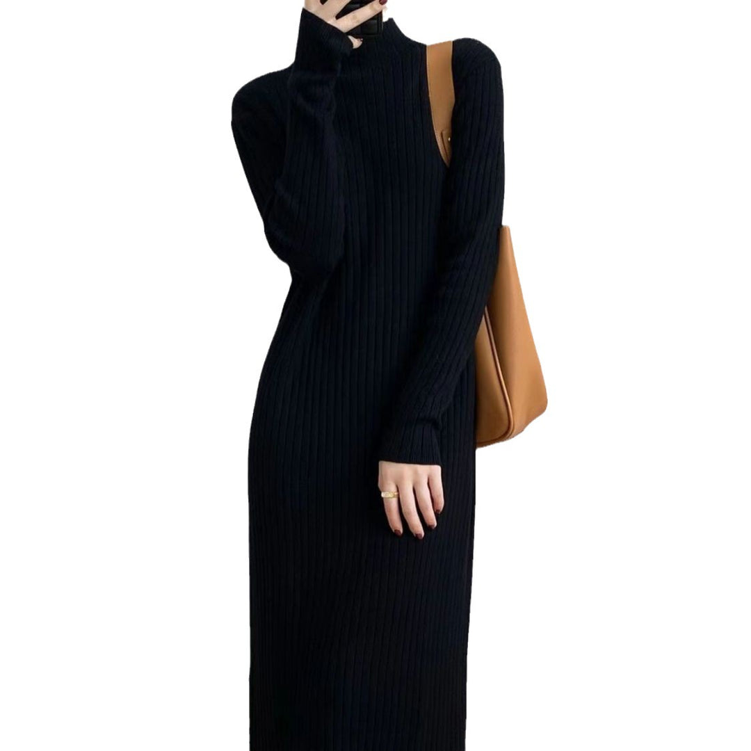 Damen Strickkleid mit hochgeschlossenem Kragen und angesagter Fransenverzierung Drune