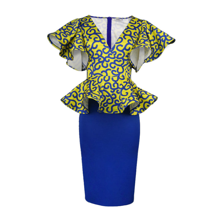 Damen Elegantes Peplum-Oberteil mit schulterfreien Ärmeln und floralem Muster Drune