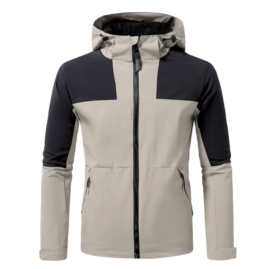 Herren funktionale Outdoor-Jacke mit verstellbarem Kapuzenbereich Drune