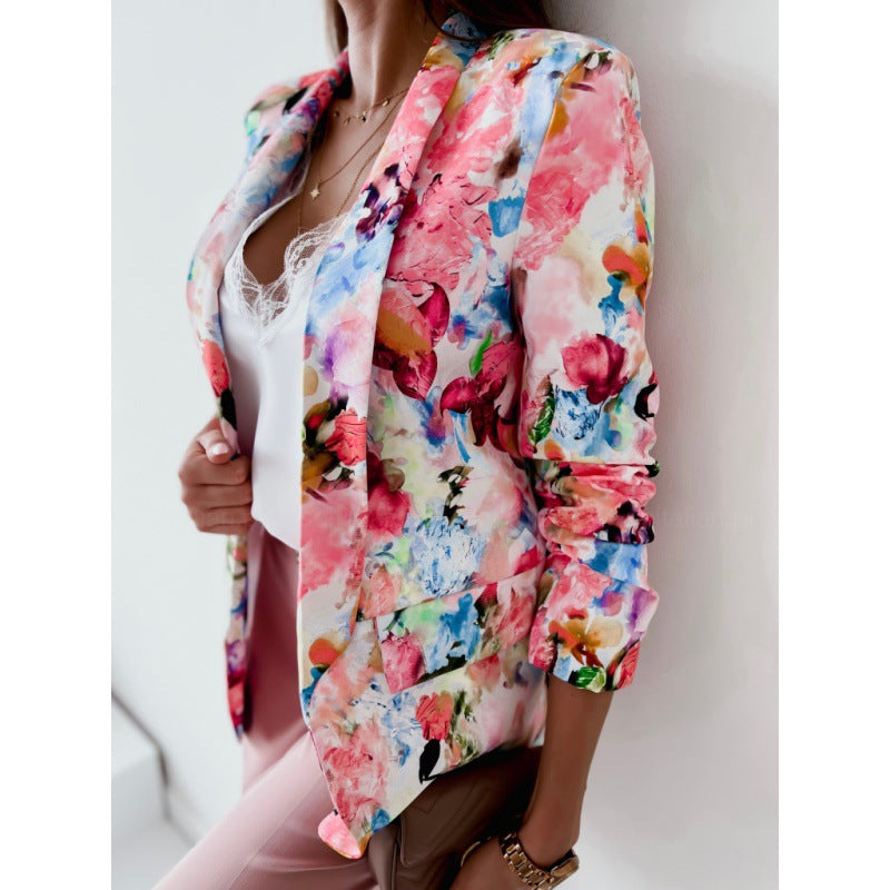Damen Blazer mit floralem Design und figurschmeichelndem Schnitt Drune