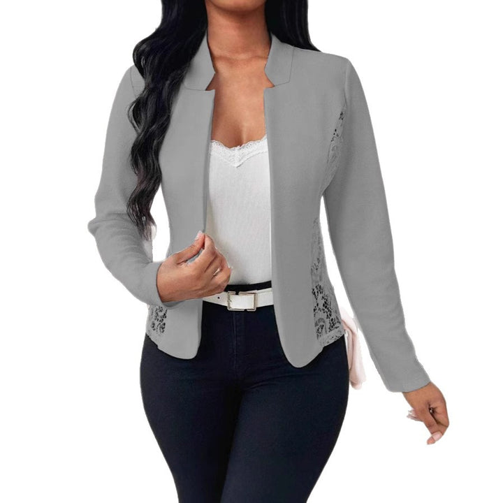 Damen Elegante Blazerjacke mit feinen Häkelverzierungen Drune