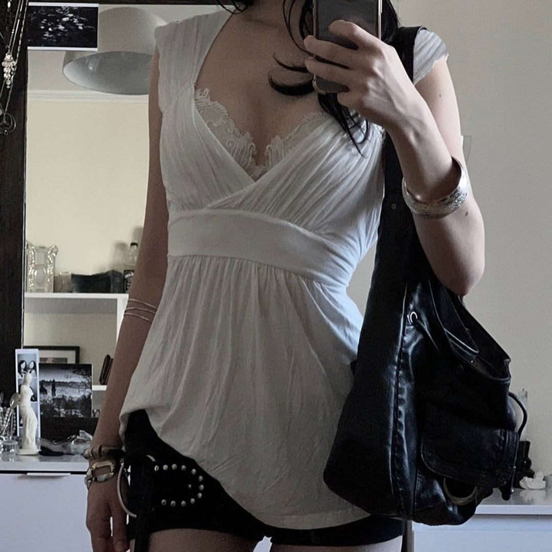 Damenkleid mit raffinierter Spitzenapplikation und weich fließendem Stoff Drune