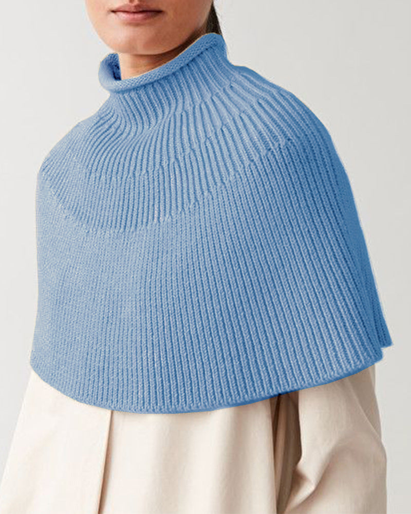 Damen Strick-Cape mit hohem Kragen und feiner Rippstruktur Drune