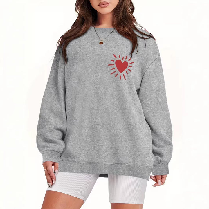 Damen Sweatshirt mit lässigem Herzmotiv und übergroßem Schnitt Drune
