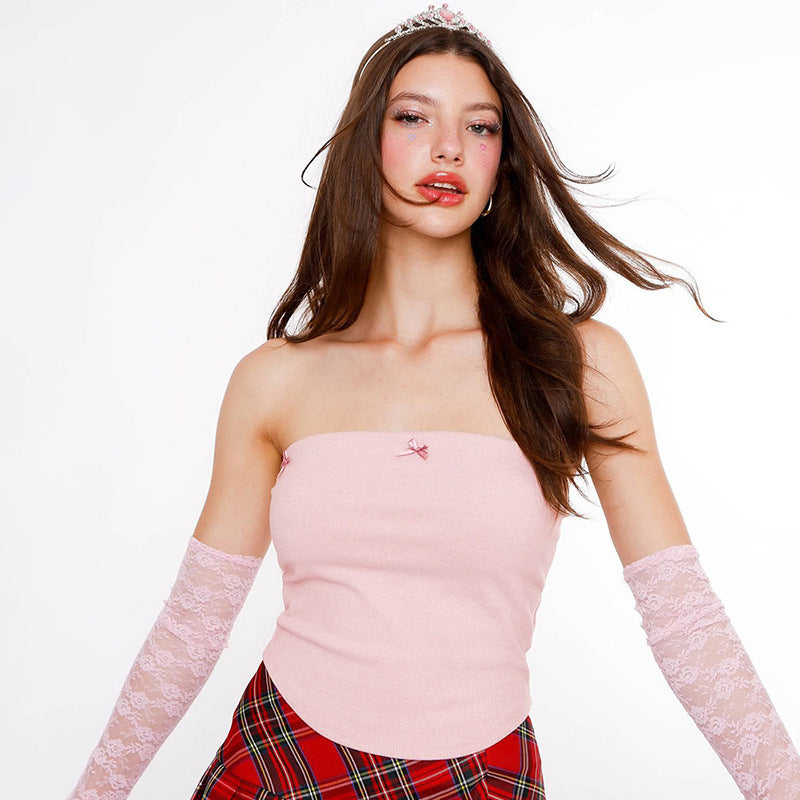 Damen Bandeau-Top mit verspielten Schleifendetails Drune