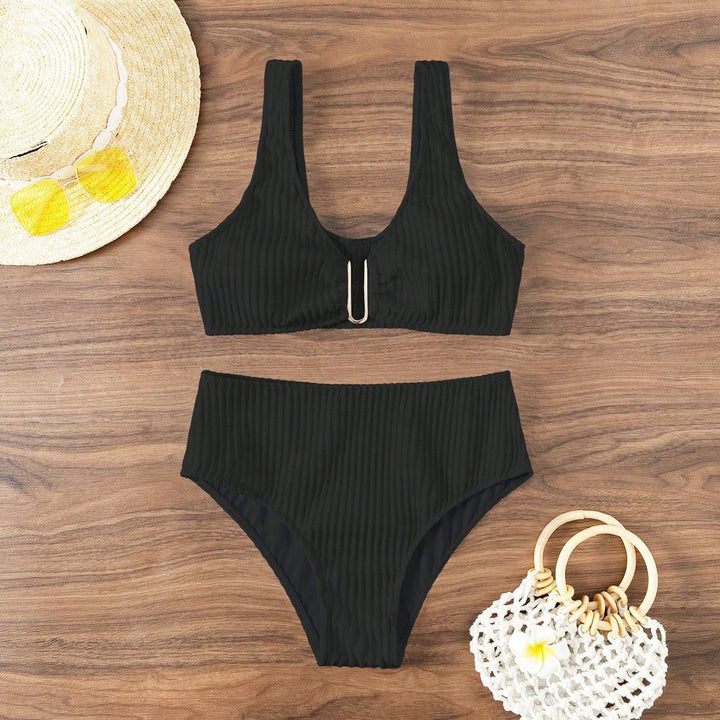 Damen Hochgeschnittener Bikini mit einzigartiger Rippstruktur Drune