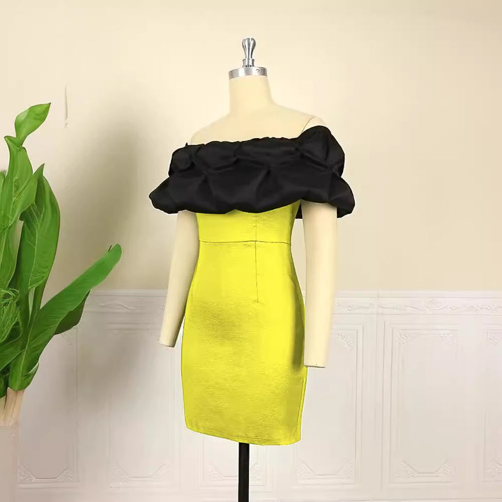 Damen figurbetontes Kleid mit voluminösem Rüschensaum Drune