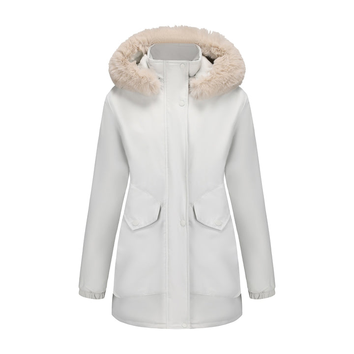 Damen wasserabweisende Parkajacke mit kuscheligem Kunstfellkragen Drune
