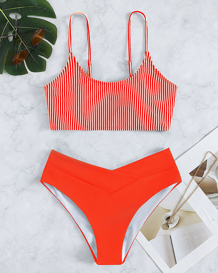 Damen Bikiniset mit raffiniertem Trägerdesign und hoch tailliertem Höschen Drune