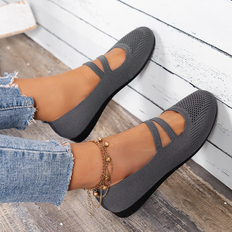 Drune | Flache Slipper Mit Riemen Über Dem Spann Und Flacher Sohle Für Damen