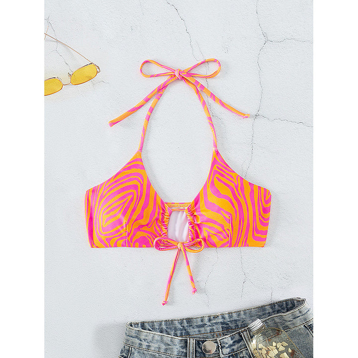 Damen Triangel-Bikini-Oberteil mit aufregendem animalischem Muster und raffinierten Bindebändern Drune