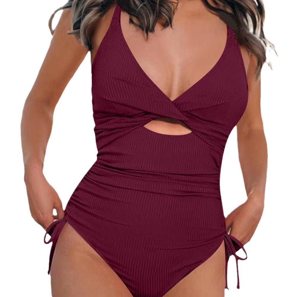 Damen Einteiliger Badeanzug mit modischem Cut-Out und verstellbaren Trägern Drune