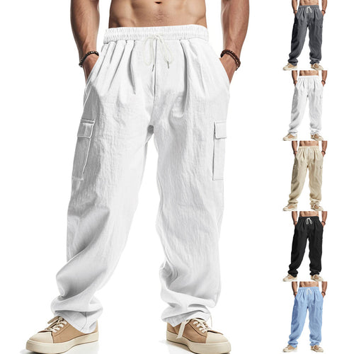 Herren lockere Cargo-Hose mit praktischen Seitentaschen und verstellbarem Kordelzug Drune