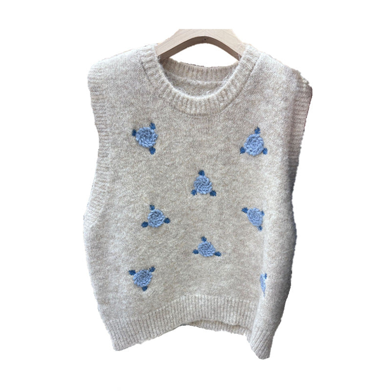 Damen Strickpullover mit floralem Muster Drune