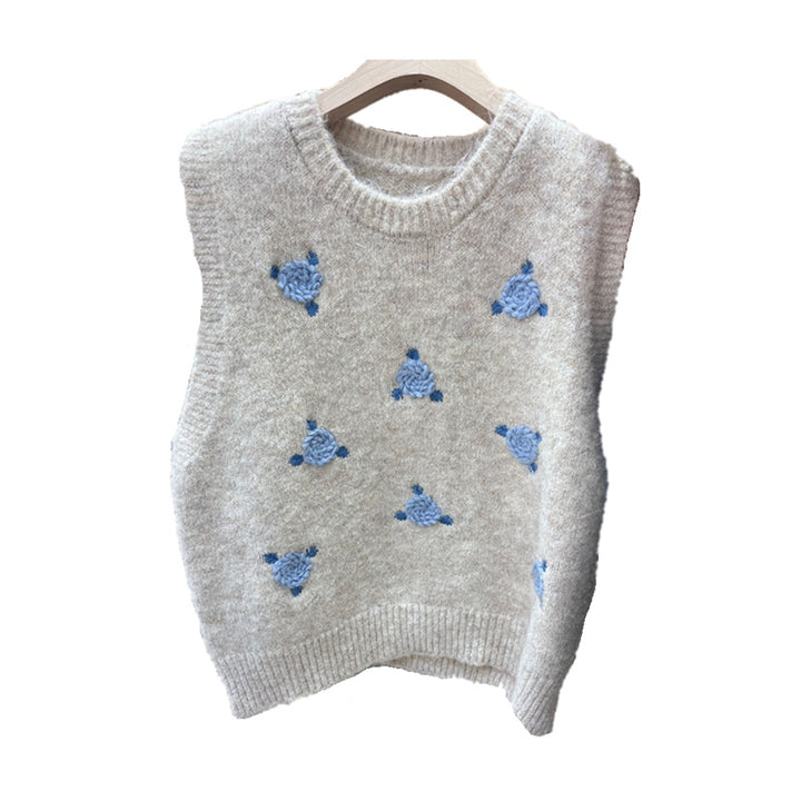 Damen Strickpullover mit floralem Muster Drune
