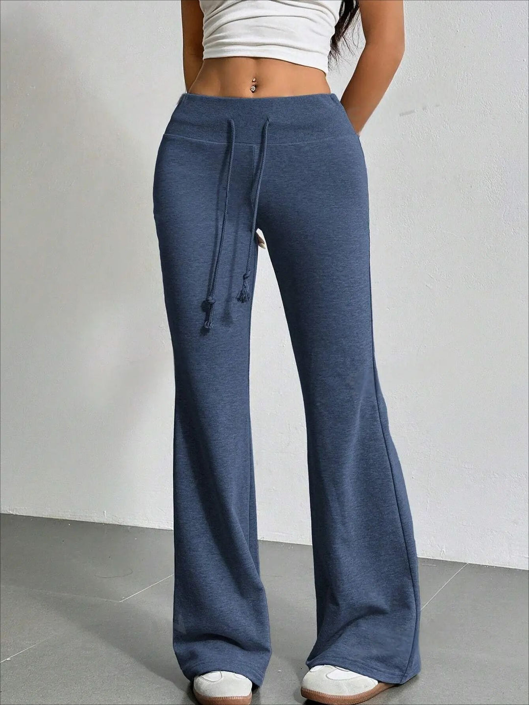 Damen weite Sweatpants mit elastischem Taillenbund und Kordelzug Drune