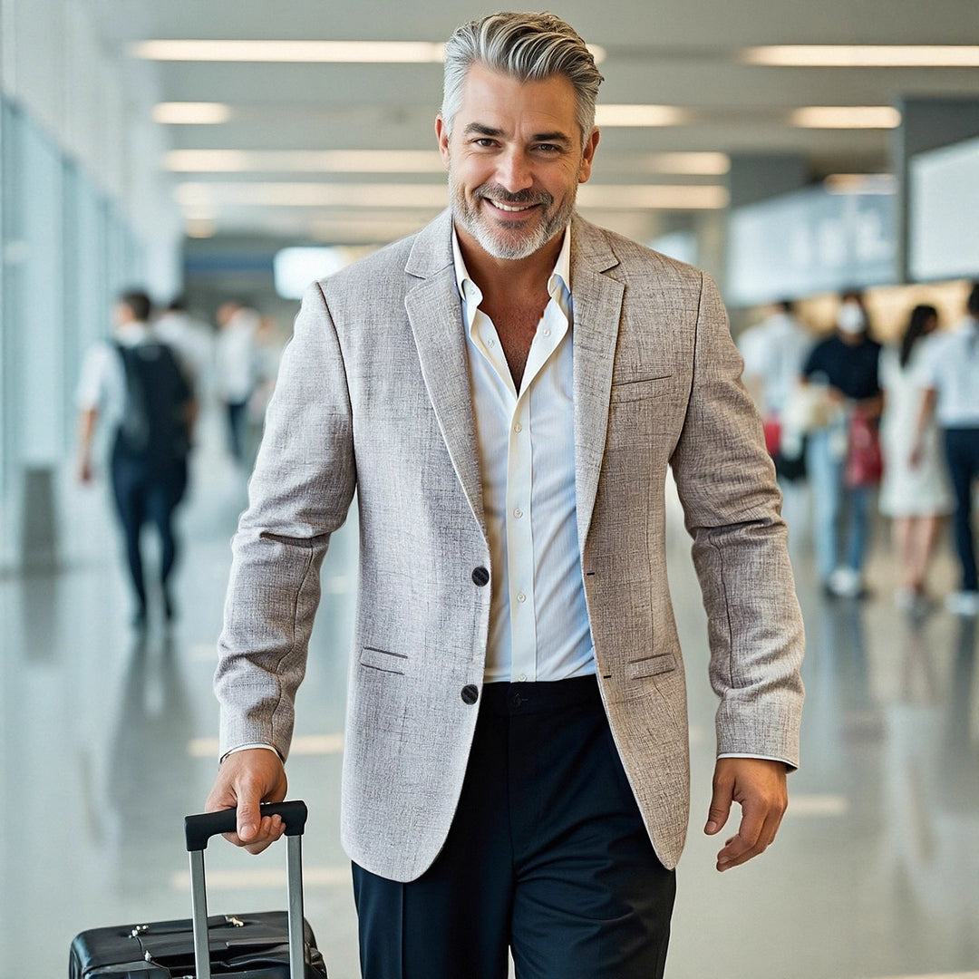 Herren eleganter, strukturierter Blazer mit modernem Schnitt Drune