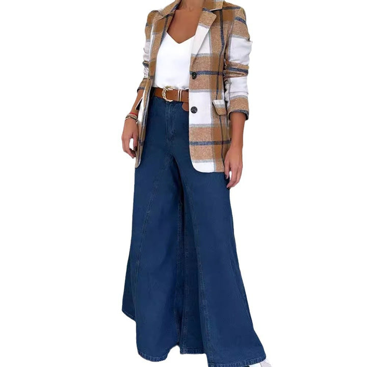 Damen Karierter Blazer mit elegantem Schnitt und lässigen Details Drune
