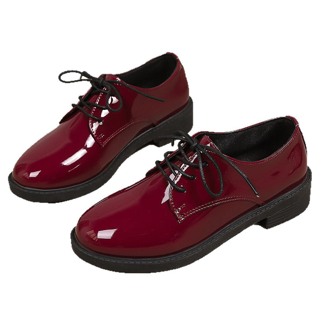 Damen klassische Schnürschuhe mit glänzender Oberfläche Drune