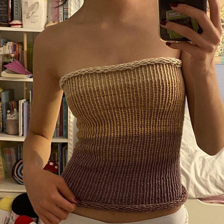 Damen Bandeau Oberteil mit bunten Streifen Drune