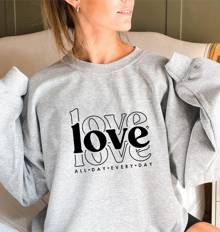 Damen Sweatshirt mit voluminösen Ärmeln und modernem Love-Print Drune