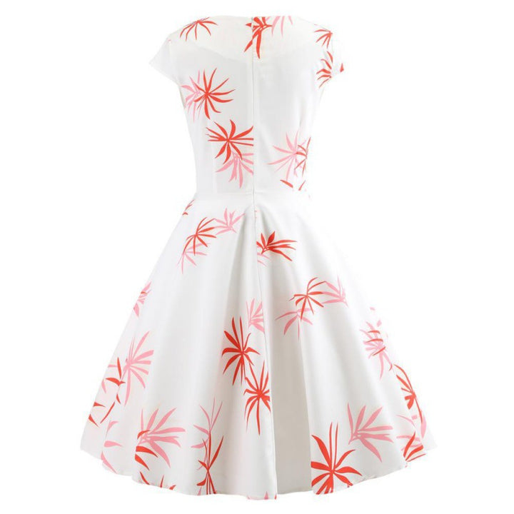 Damen Swingkleid mit elegantem Wickeldesign und floralen Akzenten Drune