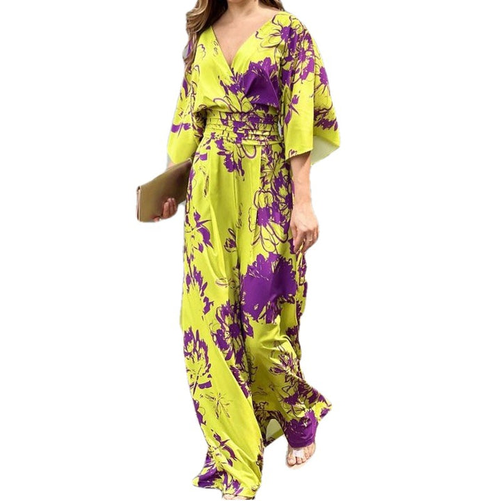 Damen Jumpsuit mit floralem Design und voluminösen Ärmeln Drune