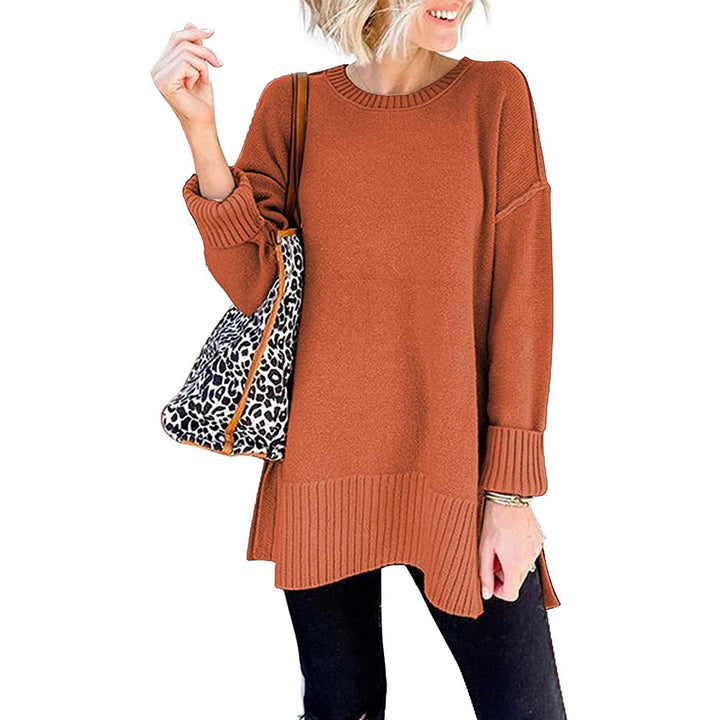 Damen lässiger Pullover mit asymmetrischem Saum und strukturiertem Rippdesign Drune