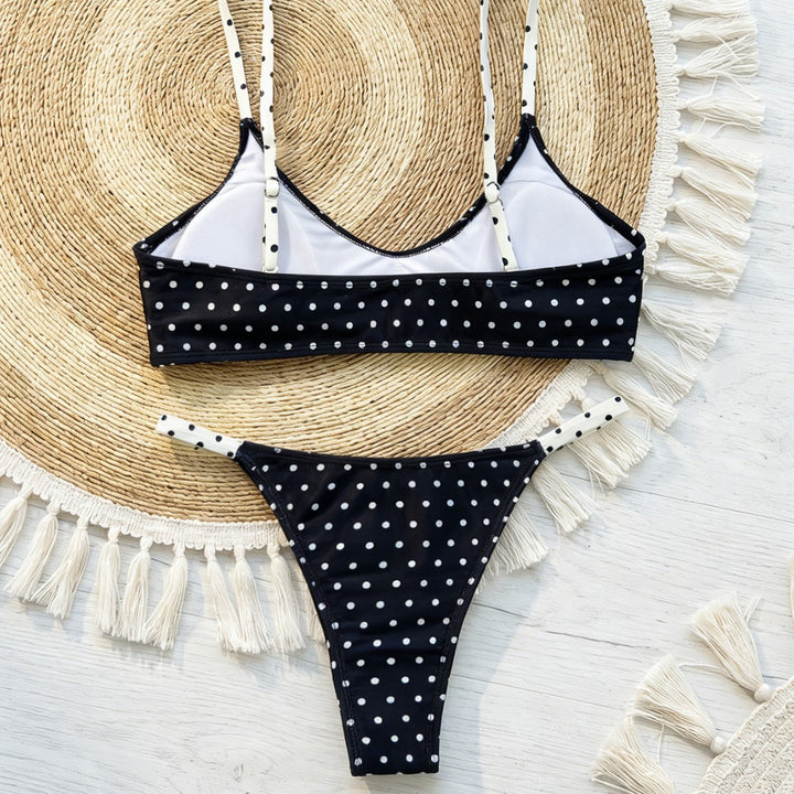 Damen Triangel-Bikini mit verspieltem Punktedesign und verstellbaren Trägern Drune
