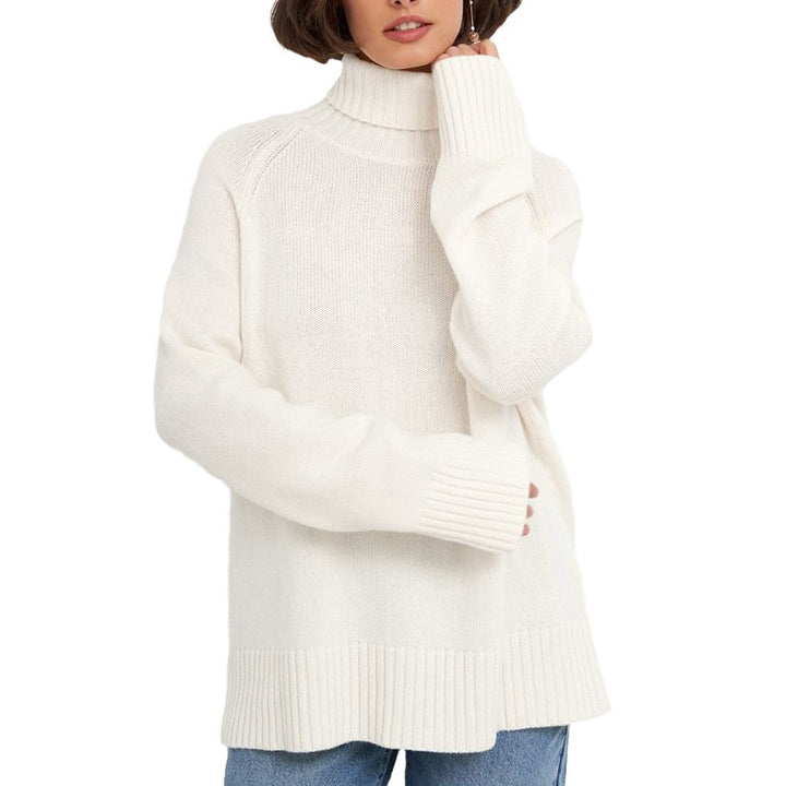 Damen Unifarbenes Rollkragenpullover aus hochwertiger Wolle Drune