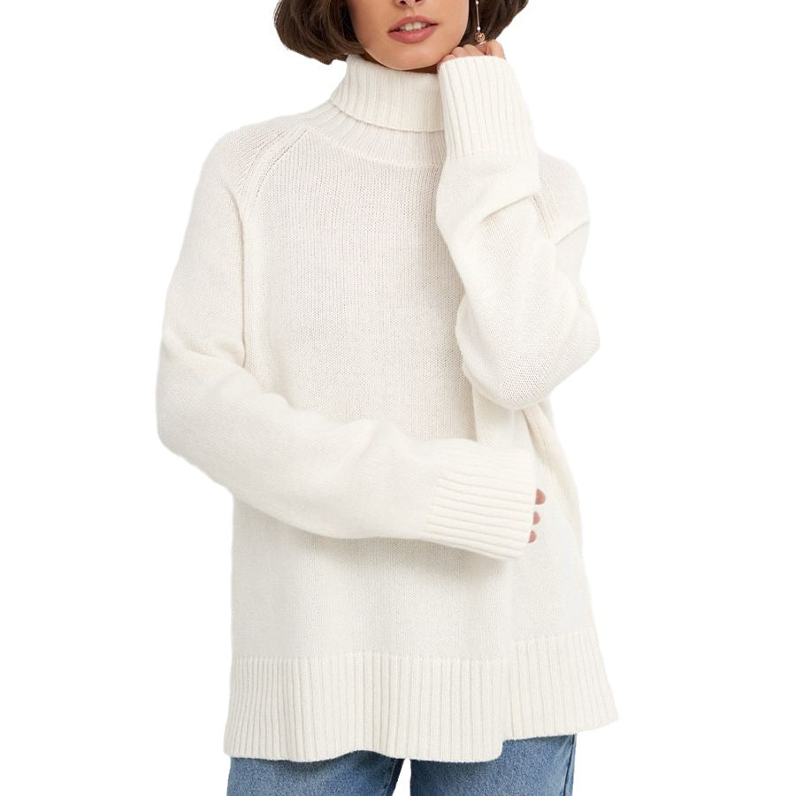 Damen Strickpullover mit hochgestocktem Kragen und lässigem Schnitt Drune
