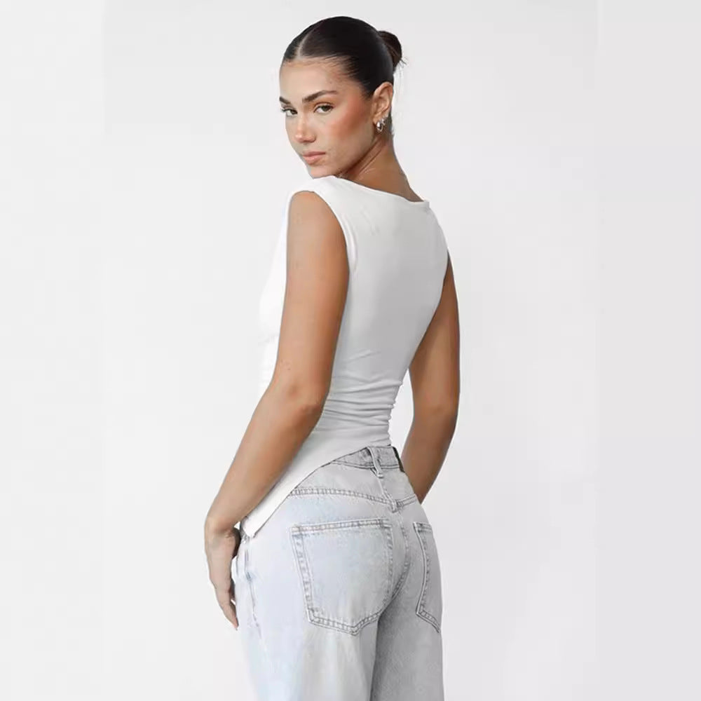 Damen figurbetontes Top mit Rüschendetails Drune