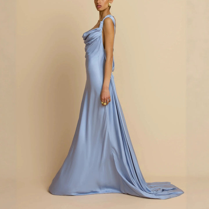 Damen Elegantes Maxikleid mit drapierten Details Drune