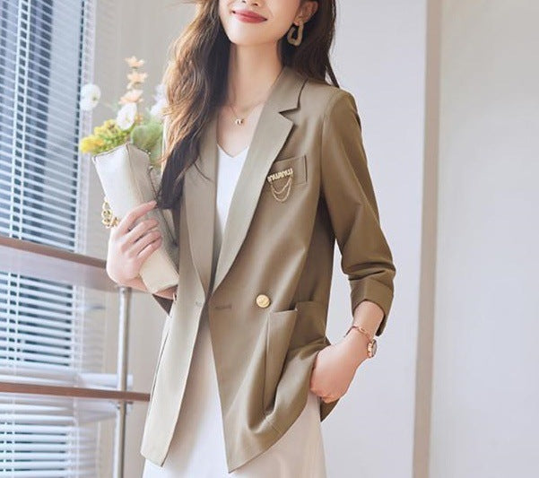 Damen modischer Blazer mit eleganten Knopfdetails Drune