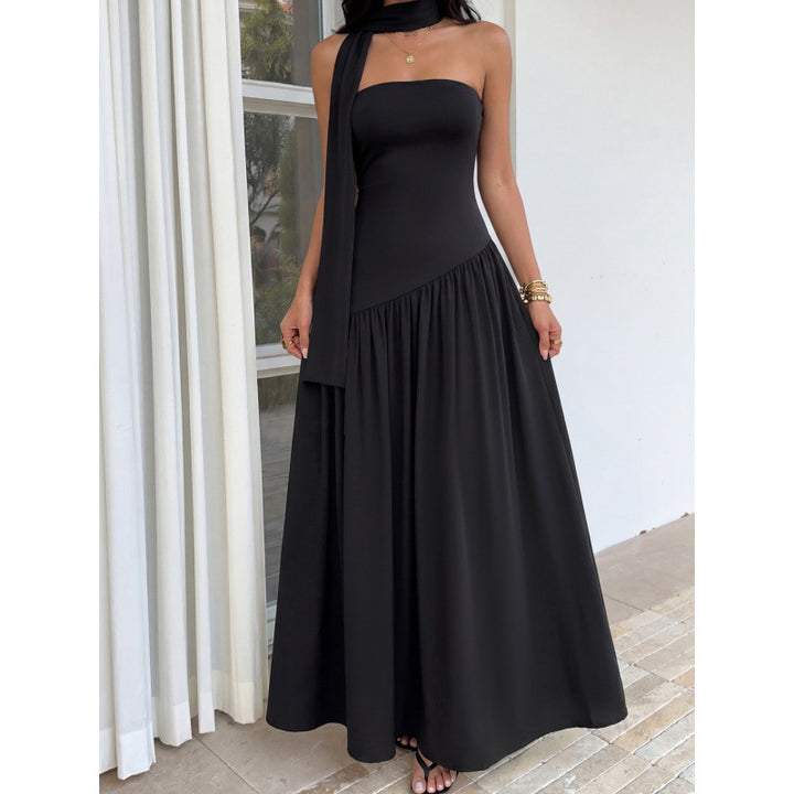 Damen Elegantes Maxikleid mit asymmetrischem Saum und schickem Trägerdesign Drune
